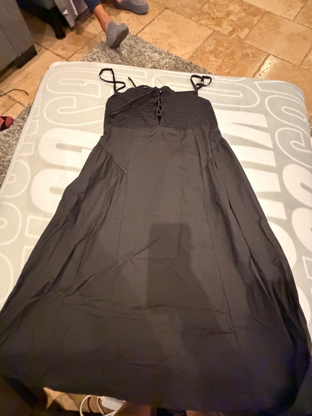 Women's Black Maxi Dress with Lace Up Bodice